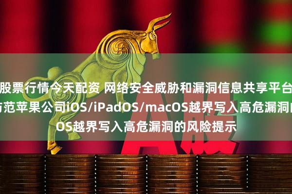 股票行情今天配资 网络安全威胁和漏洞信息共享平台发布关于防范苹果公司iOS/iPadOS/macOS越界写入高危漏洞的风险提示